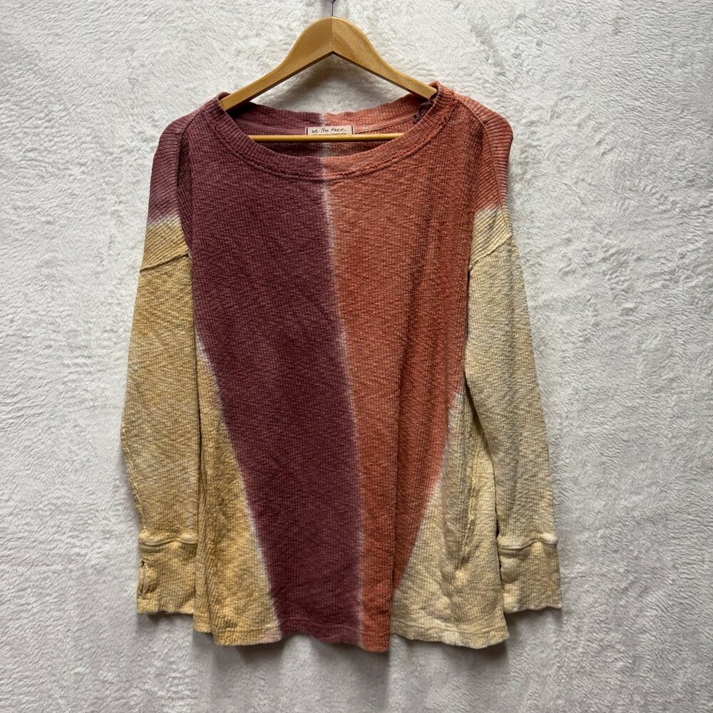 We The Free Ribbed Top Women Small Multicolor Tie Dye Logan Washed Lagenlook